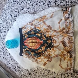 Gold Green Chain Design Fashion Skirt